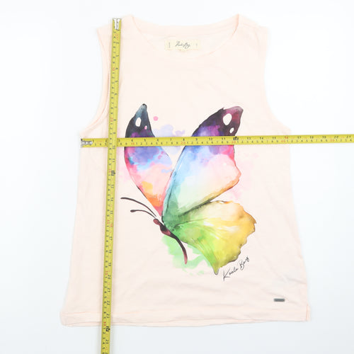 Koala Bay Womens Pink Butterfly Print Cotton Tank Top S