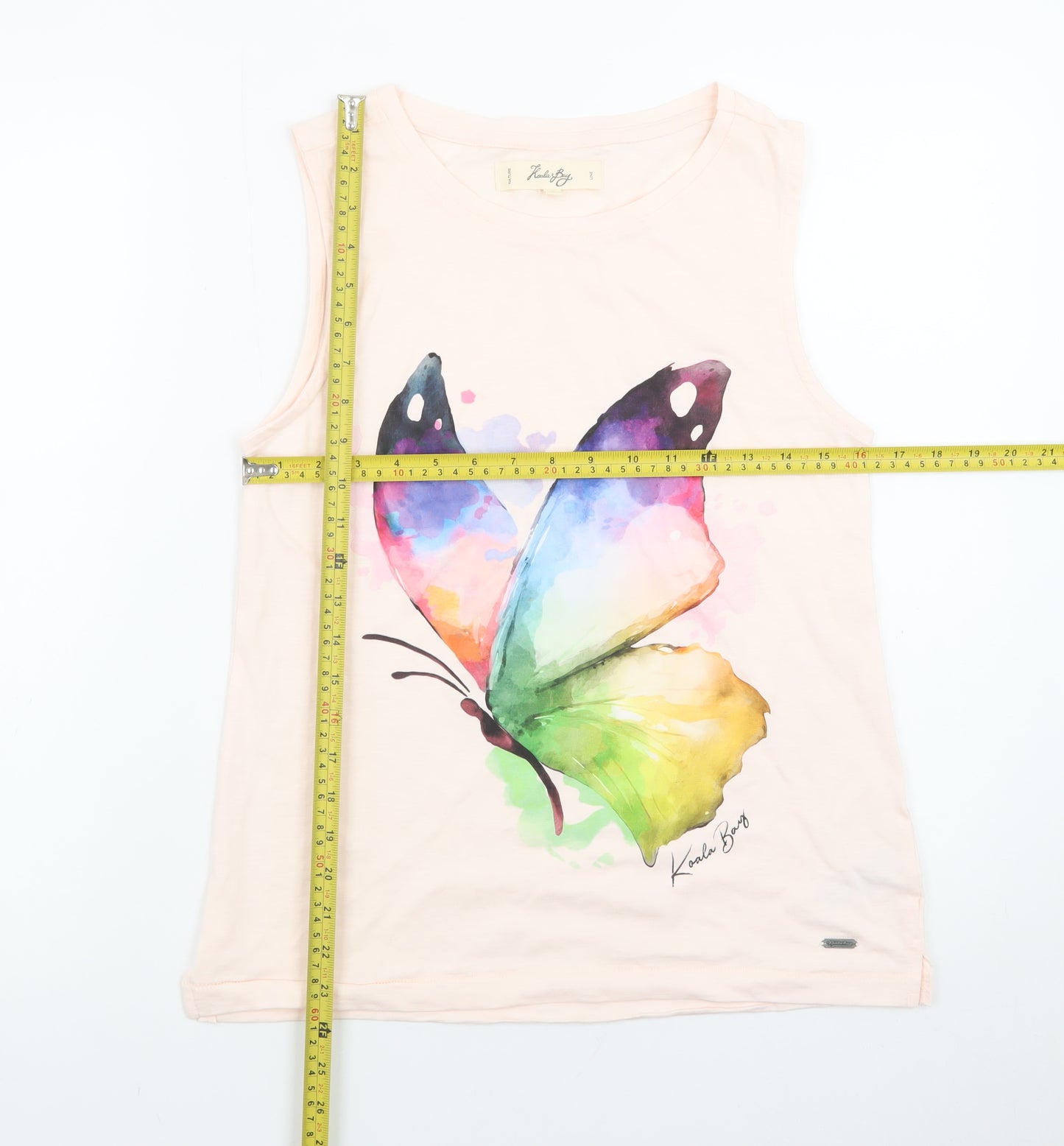 Koala Bay Womens Pink Butterfly Print Cotton Tank Top S