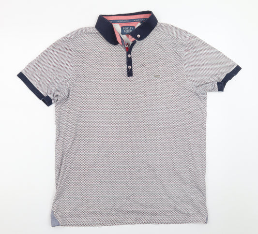 Bewley & Ritch Men's Blue Geometric Polo Shirt Size 2XL Cotton