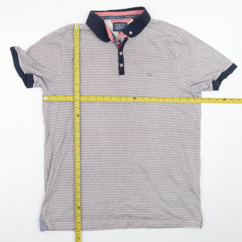 Bewley & Ritch Men's Blue Geometric Polo Shirt Size 2XL Cotton