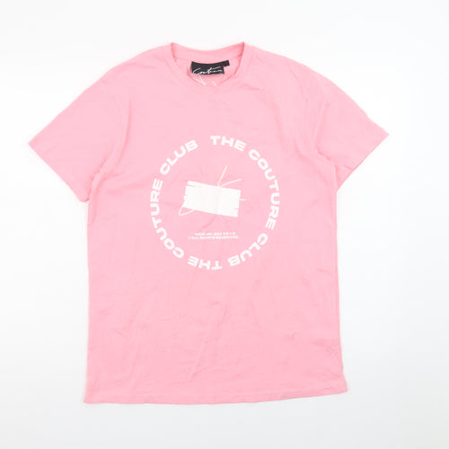 The Couture Club Women's Pink Cotton Blend Logo T-Shirt Size 10