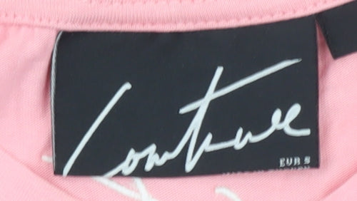 The Couture Club Women's Pink Cotton Blend Logo T-Shirt Size 10