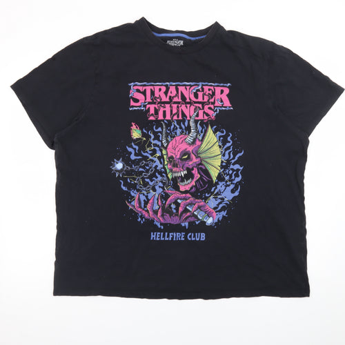 Stranger Things Men’s Black 2XL Hellfire Club Graphic T-Shirt
