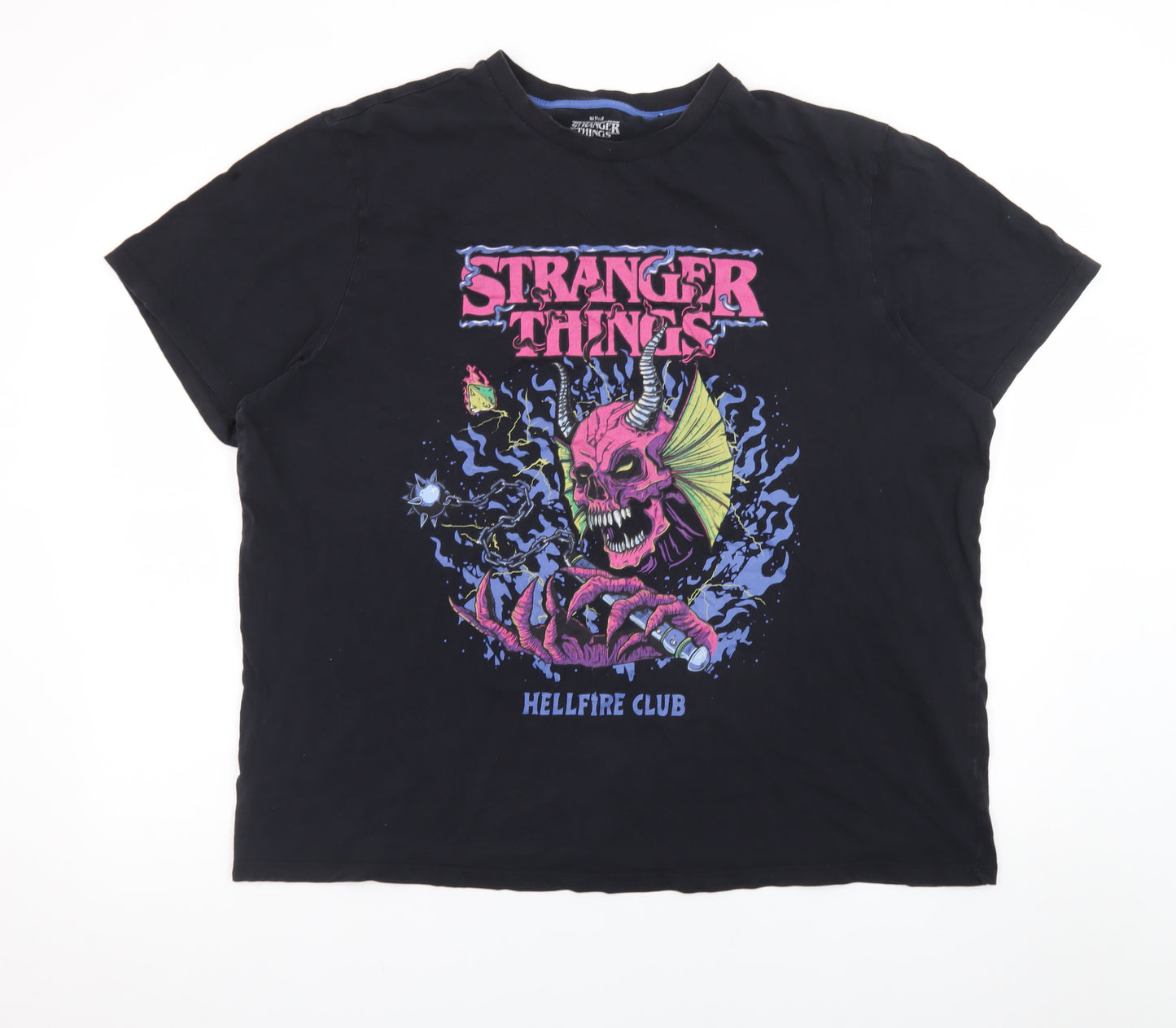 Stranger Things Men’s Black 2XL Hellfire Club Graphic T-Shirt