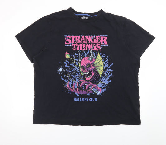 Stranger Things Men’s Black 2XL Hellfire Club Graphic T-Shirt