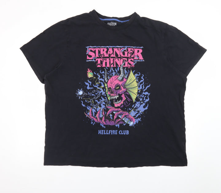 Stranger Things Men’s Black 2XL Hellfire Club Graphic T-Shirt