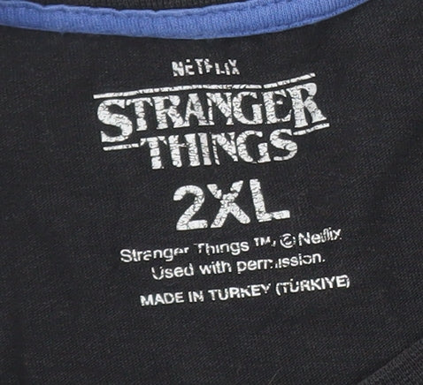 Stranger Things Men’s Black 2XL Hellfire Club Graphic T-Shirt