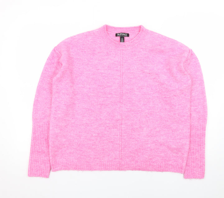 Buffalo David Bitton Women's Pink Crew Neck Knit Jumper Size S
