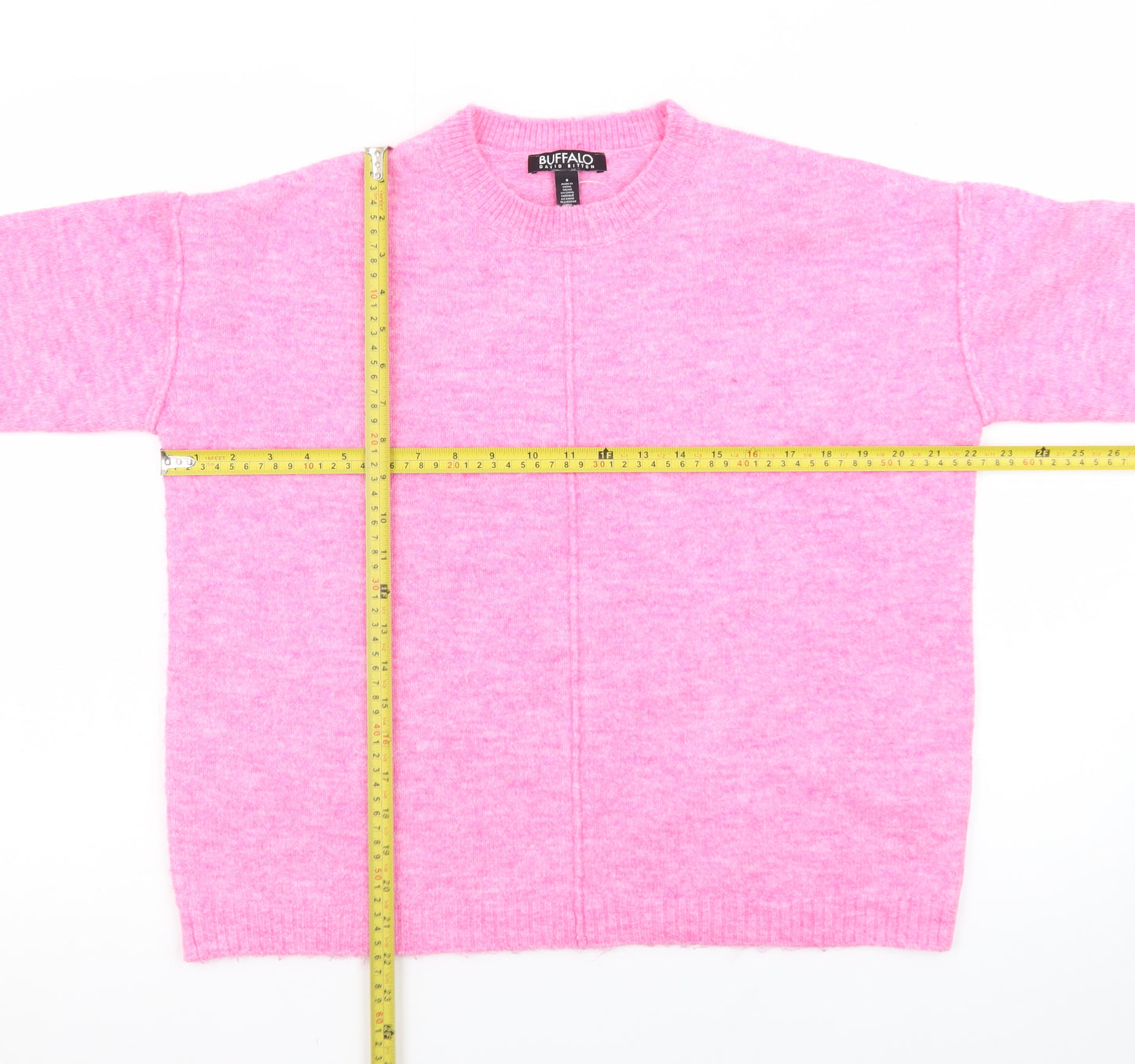 Buffalo David Bitton Women's Pink Crew Neck Knit Jumper Size S