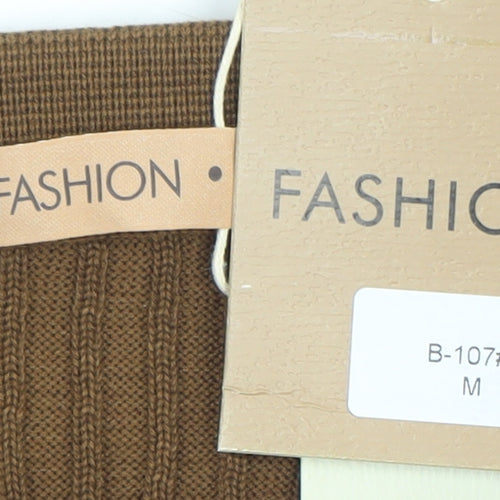 Fashion Men Brown Collared Henley Jumper Size M