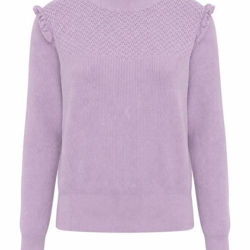 Oasis Women’s Purple Mock Neck Ruffle Knit Jumper Size 12
