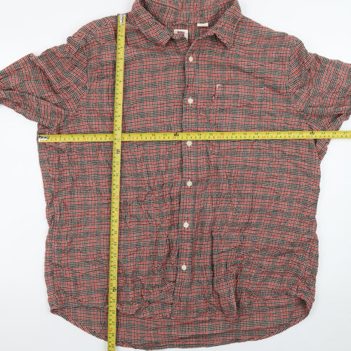 Levi's Men Red Check Flannel Button-Up Shirt 2XL Classic Fit