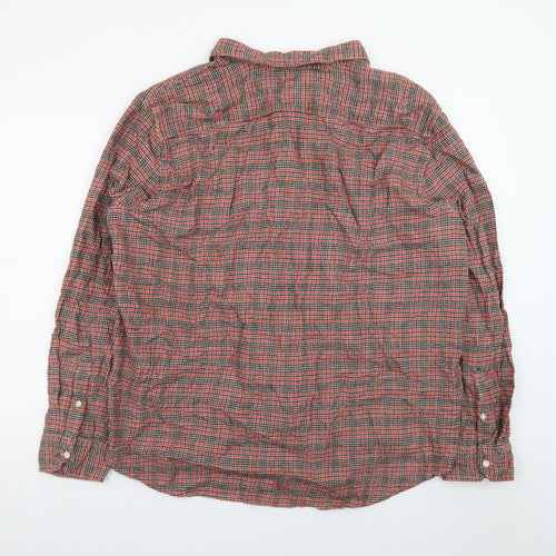 Levi's Men Red Check Flannel Button-Up Shirt 2XL Classic Fit