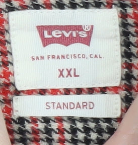 Levi's Men Red Check Flannel Button-Up Shirt 2XL Classic Fit