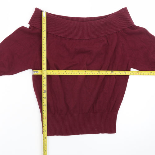 Collectif Vintage Women's Red Size 16 Boat Neck Knit Jumper