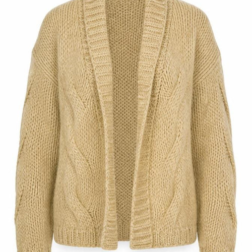 Miss Selfridge Women Beige Faux Fur Trim Cardigan UK 10 Long Sleeve Knit