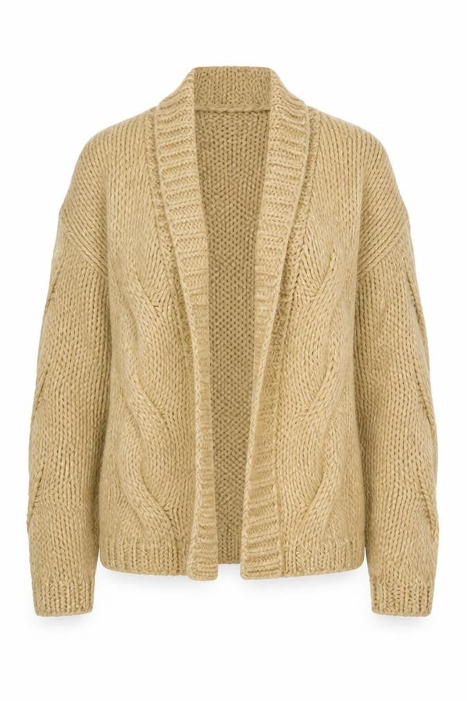 Miss Selfridge Women Beige Faux Fur Trim Cardigan UK 10 Long Sleeve Knit