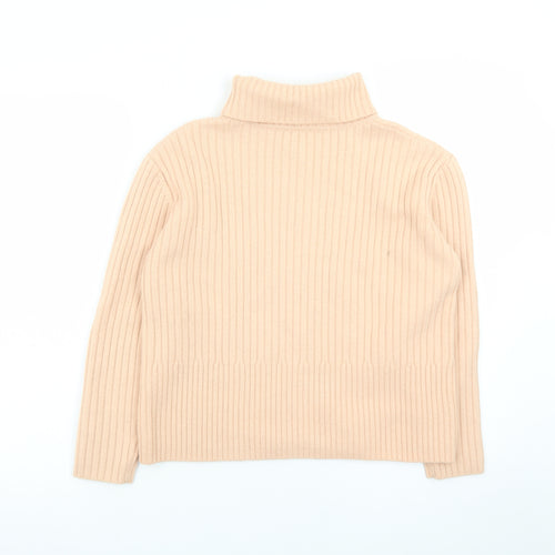 Olsen Women’s Beige Roll Neck Cable-Knit Merino Wool Jumper Size 16