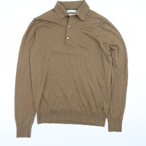 Marks and Spencer Men’s Brown Merino Wool Henley Jumper Medium