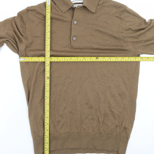 Marks and Spencer Men’s Brown Merino Wool Henley Jumper Medium
