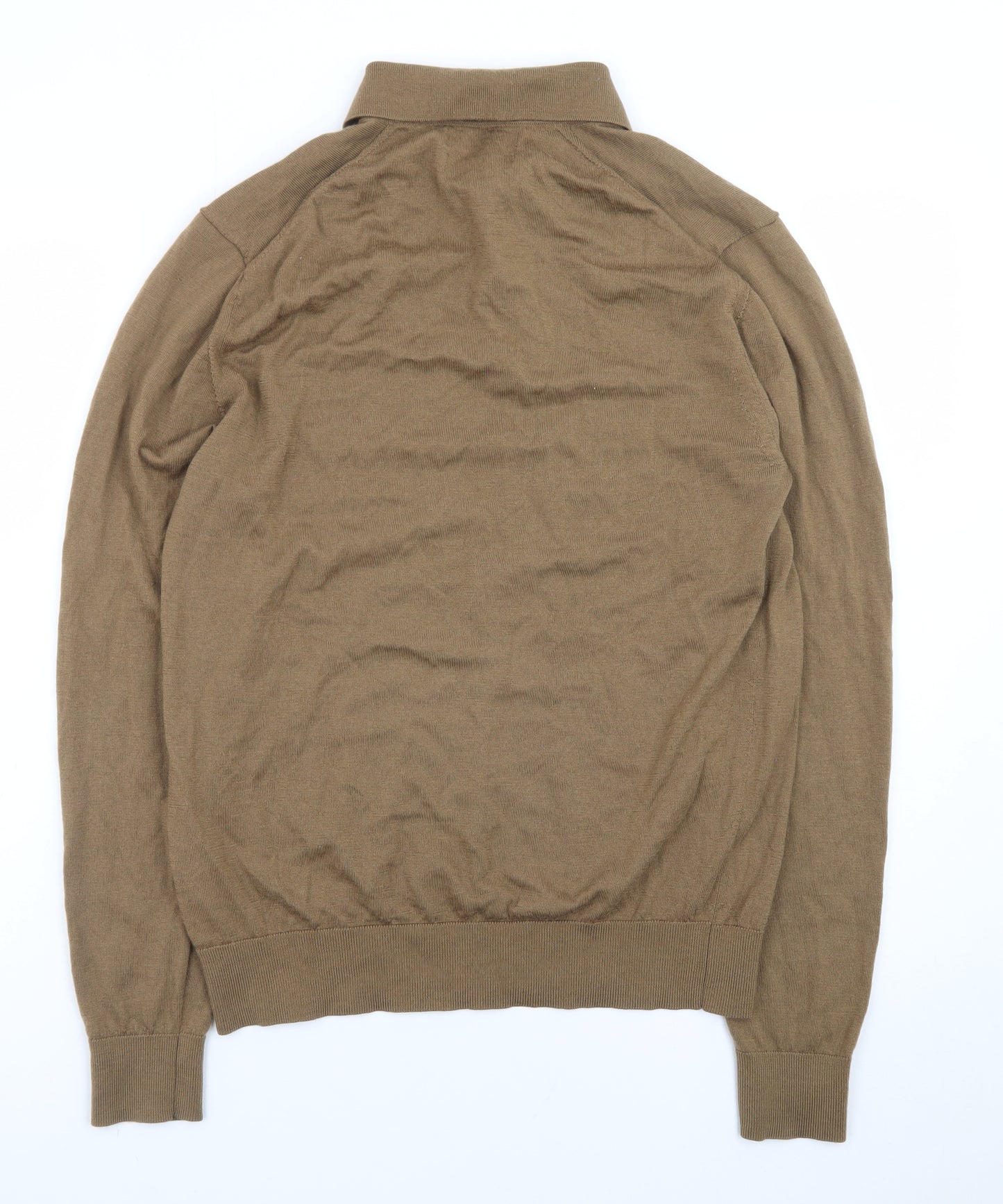 Marks and Spencer Men’s Brown Merino Wool Henley Jumper Medium