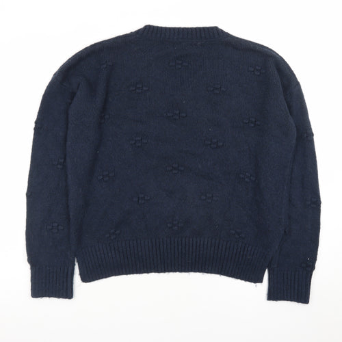 Fat Face Womens Blue V-Neck Knit Jumper Size 12 Alpaca Blend