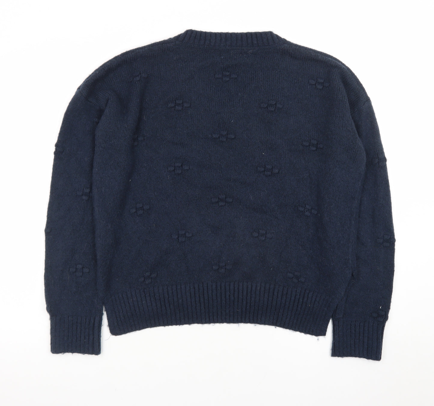 Fat Face Womens Blue V-Neck Knit Jumper Size 12 Alpaca Blend
