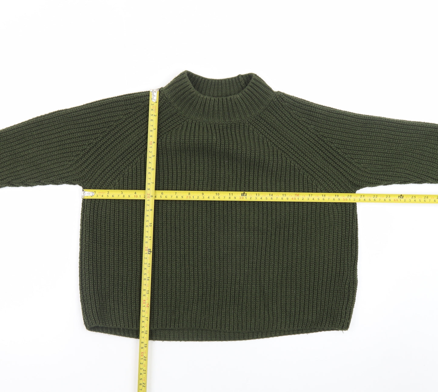 Topshop Women’s Green High Neck Chunky Knit Jumper Size 8