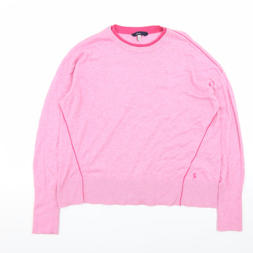 Joules Womens Pink Crew Neck Cotton Jumper UK 10