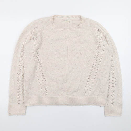 Fat Face Women Beige Cable Knit Pullover Jumper UK 12