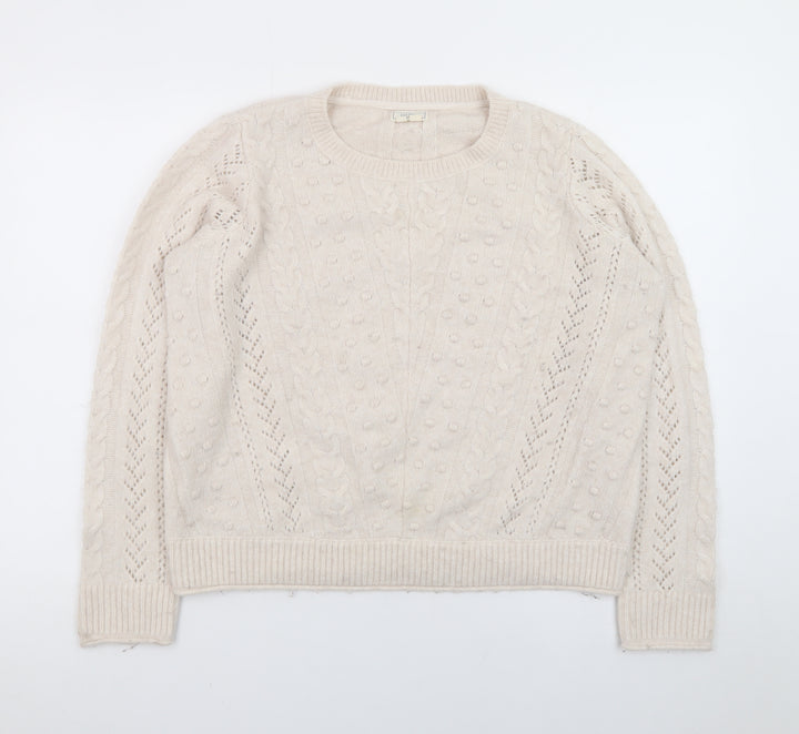 Fat Face Women Beige Cable Knit Pullover Jumper UK 12