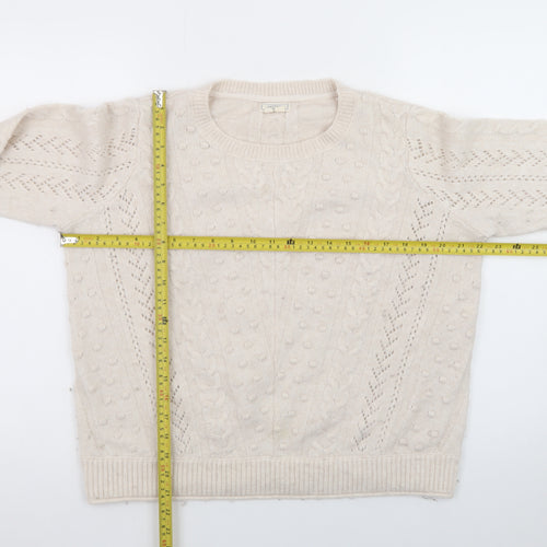 Fat Face Women Beige Cable Knit Pullover Jumper UK 12