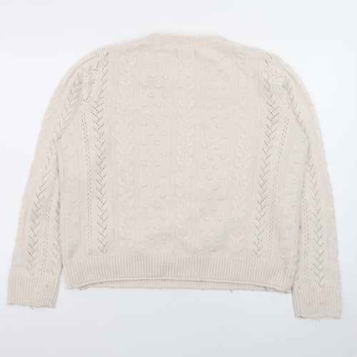 Fat Face Women Beige Cable Knit Pullover Jumper UK 12