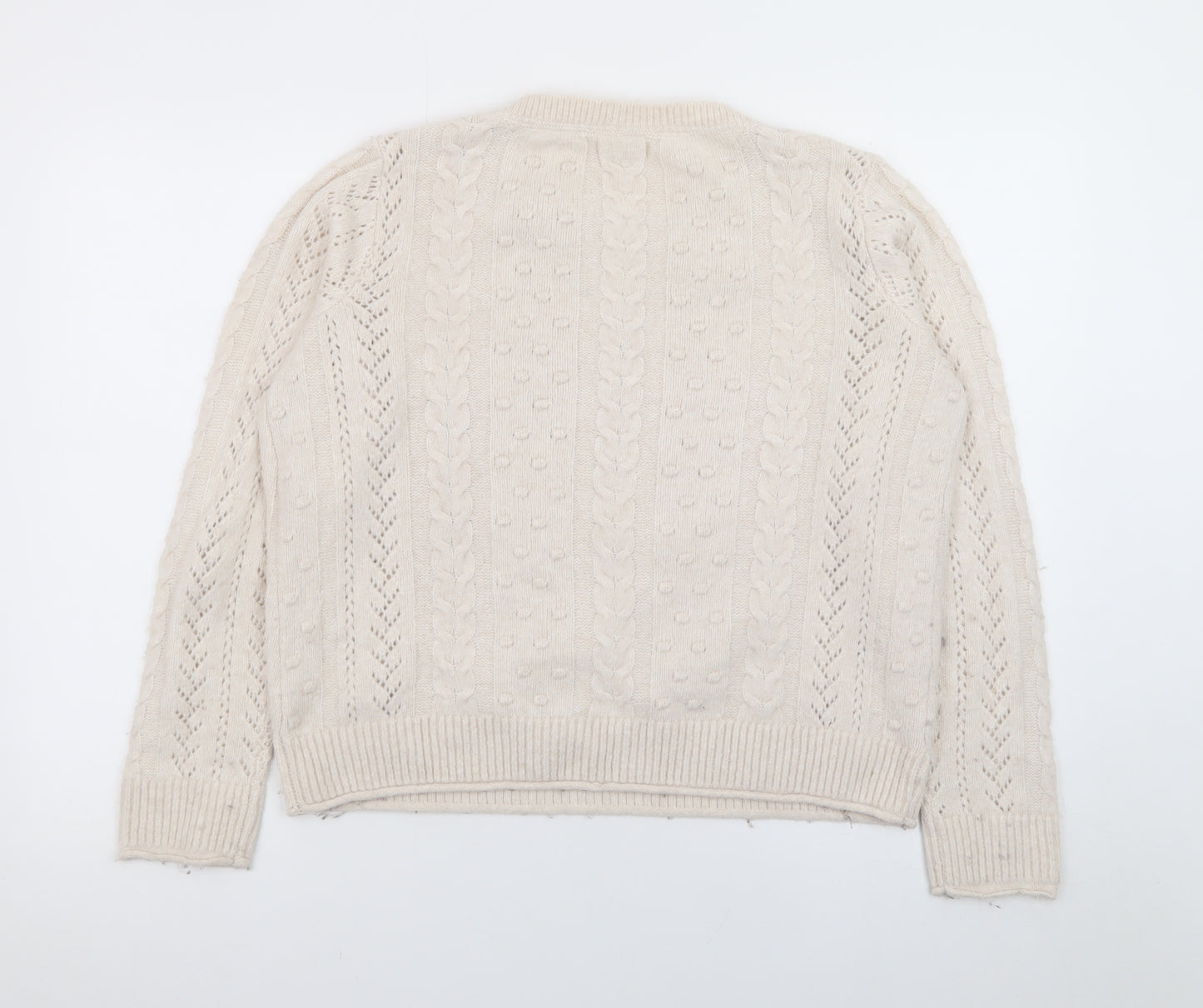 Fat Face Women Beige Cable Knit Pullover Jumper UK 12