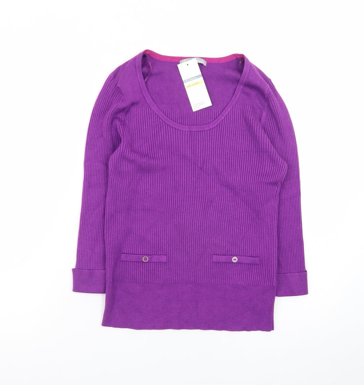 Marks and Spencer Women’s Purple Scoop Neck Jumper Size 16 Knit Pullover