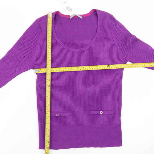 Marks and Spencer Women’s Purple Scoop Neck Jumper Size 16 Knit Pullover