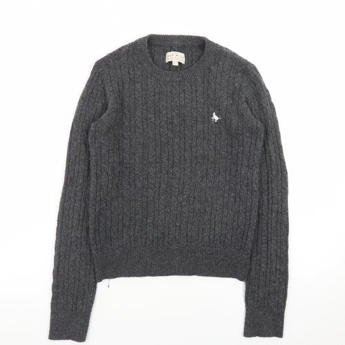 Jack Wills Women's Grey Cable-Knit Wool Jumper UK 8
