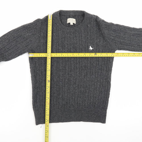 Jack Wills Women's Grey Cable-Knit Wool Jumper UK 8