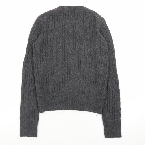 Jack Wills Women's Grey Cable-Knit Wool Jumper UK 8