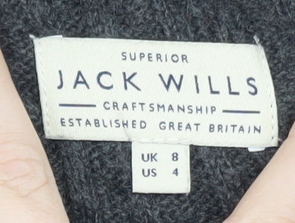 Jack Wills Women's Grey Cable-Knit Wool Jumper UK 8