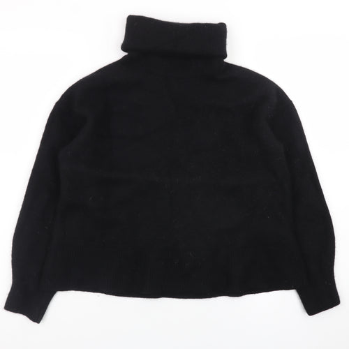 H&M Womens Black Roll Neck Wool Cashmere Blend Jumper Size L
