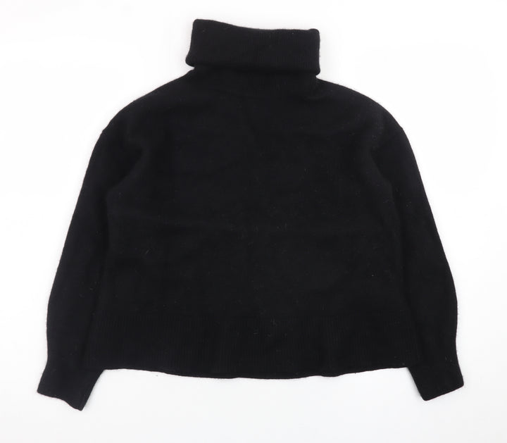 H&M Womens Black Roll Neck Wool Cashmere Blend Jumper Size L