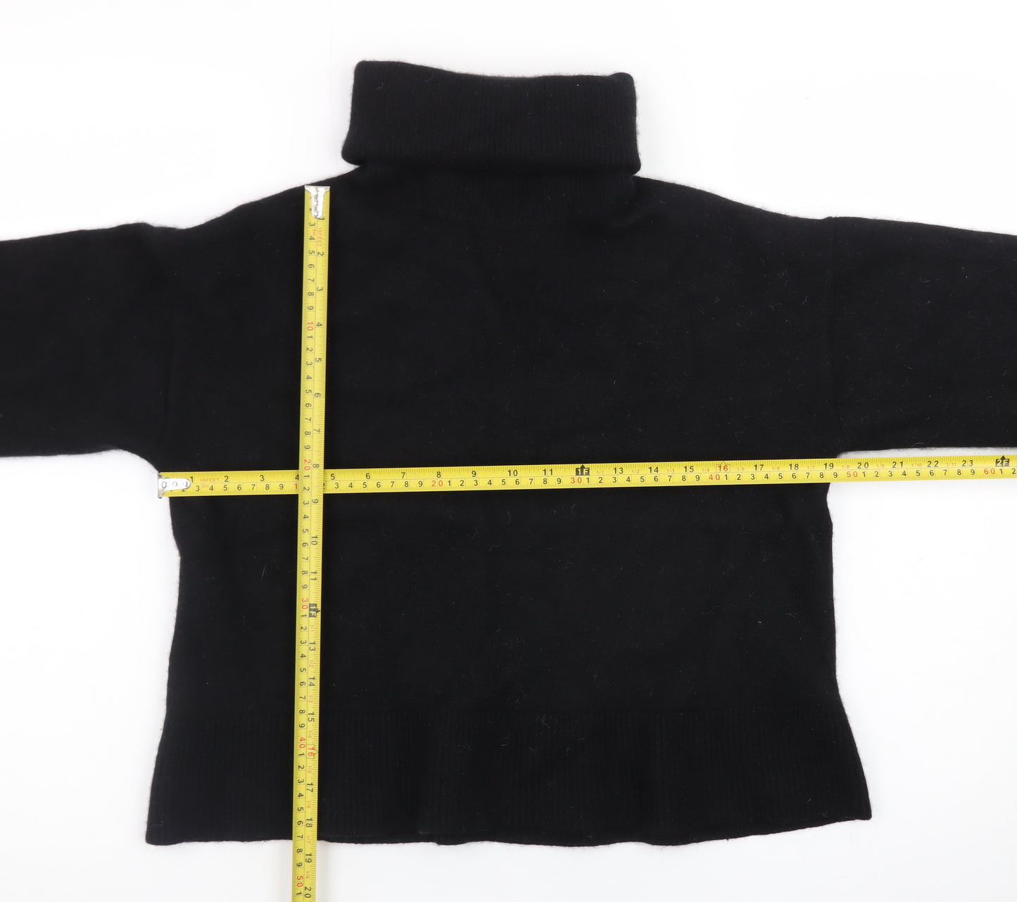 H&M Womens Black Roll Neck Wool Cashmere Blend Jumper Size L