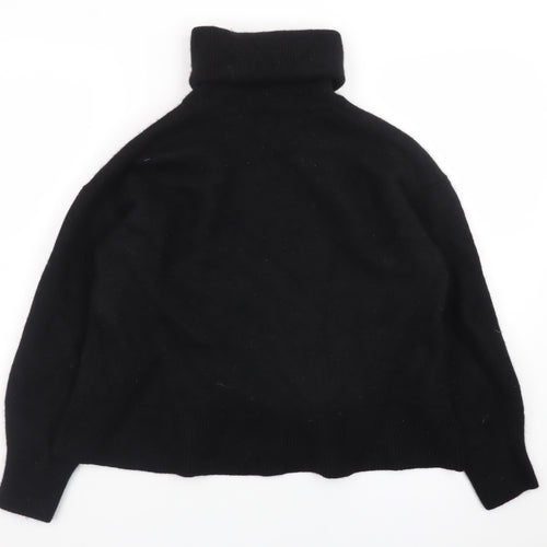 H&M Womens Black Roll Neck Wool Cashmere Blend Jumper Size L