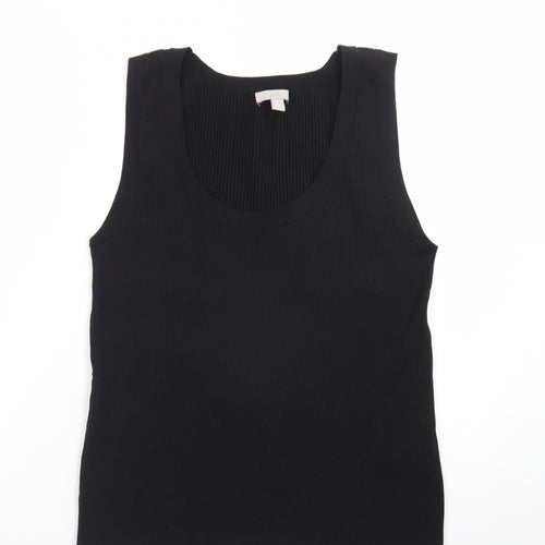 H&M Women's Black Ribbed Tank Top XL Knit Sleeveless Basic
