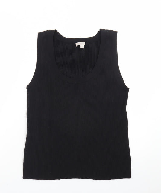 H&M Women's Black Ribbed Tank Top XL Knit Sleeveless Basic