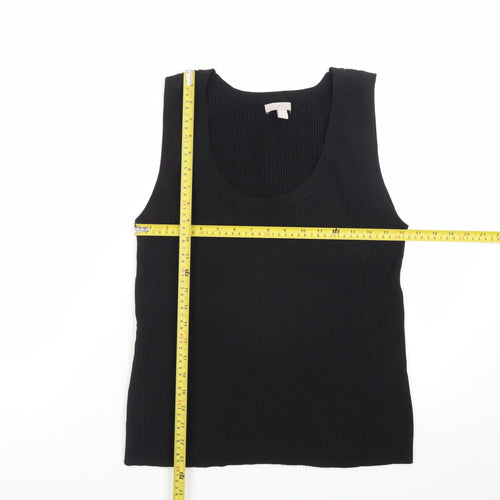 H&M Women's Black Ribbed Tank Top XL Knit Sleeveless Basic