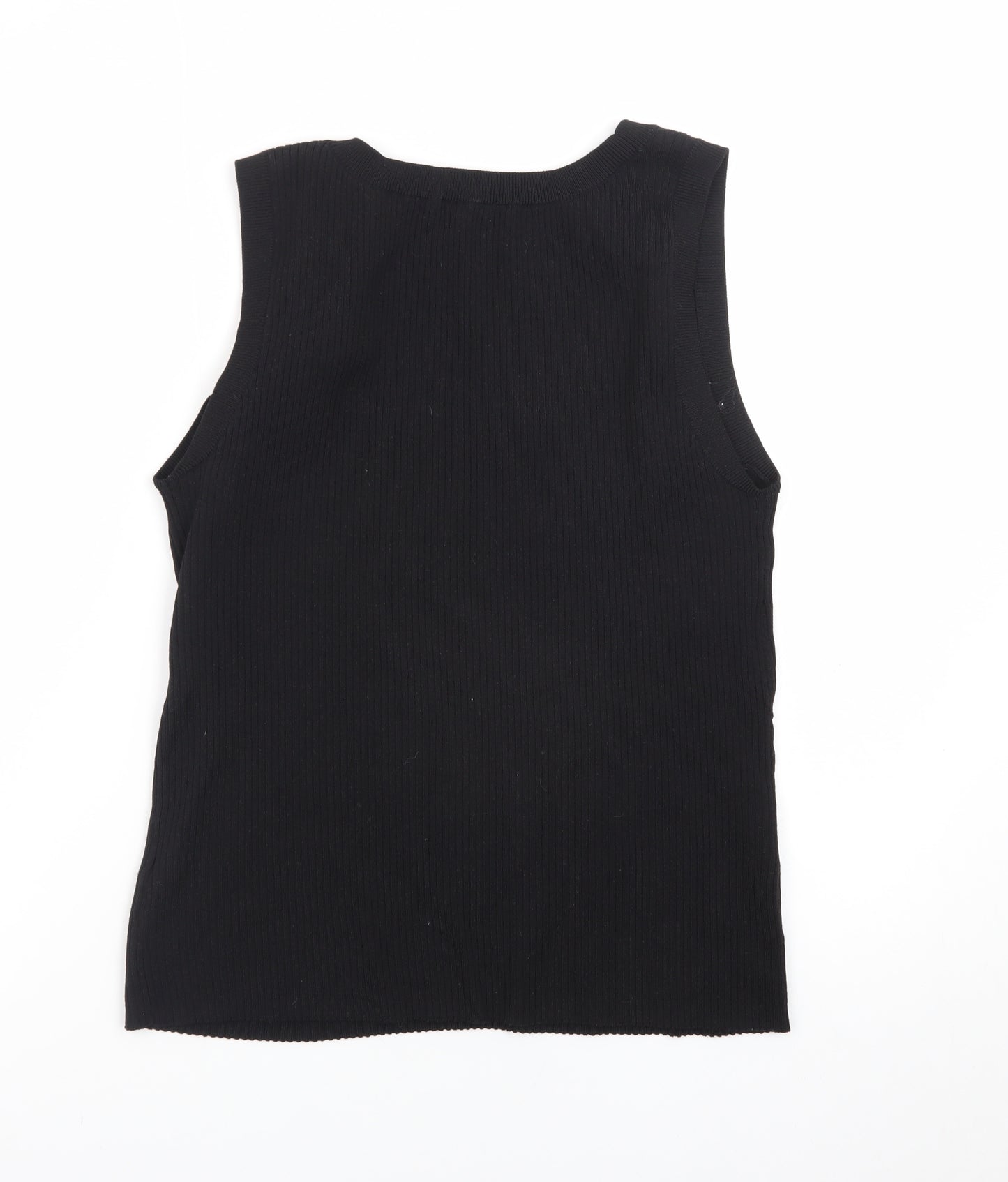 H&M Women's Black Ribbed Tank Top XL Knit Sleeveless Basic
