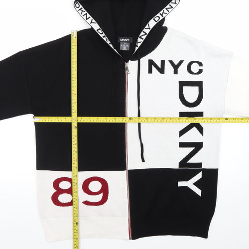 DKNY Men's Black & White Full Zip Hoodie XL Logo Graphic 89 Design