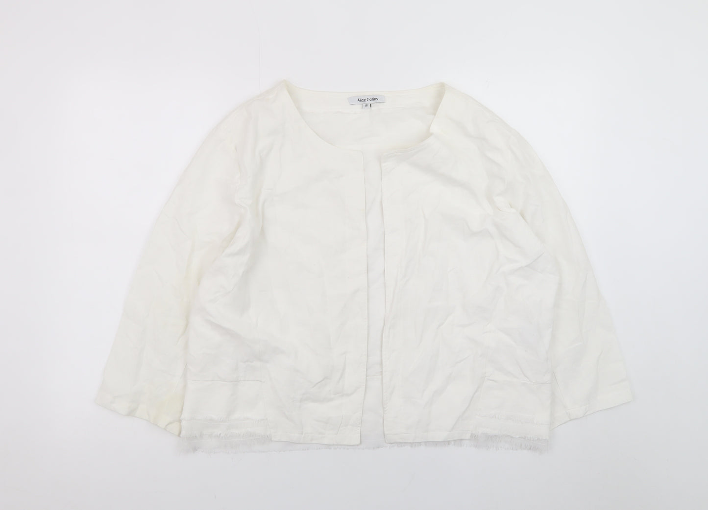 Alice Collins Women’s White Cotton Lined Jacket Size 18 Classic Short